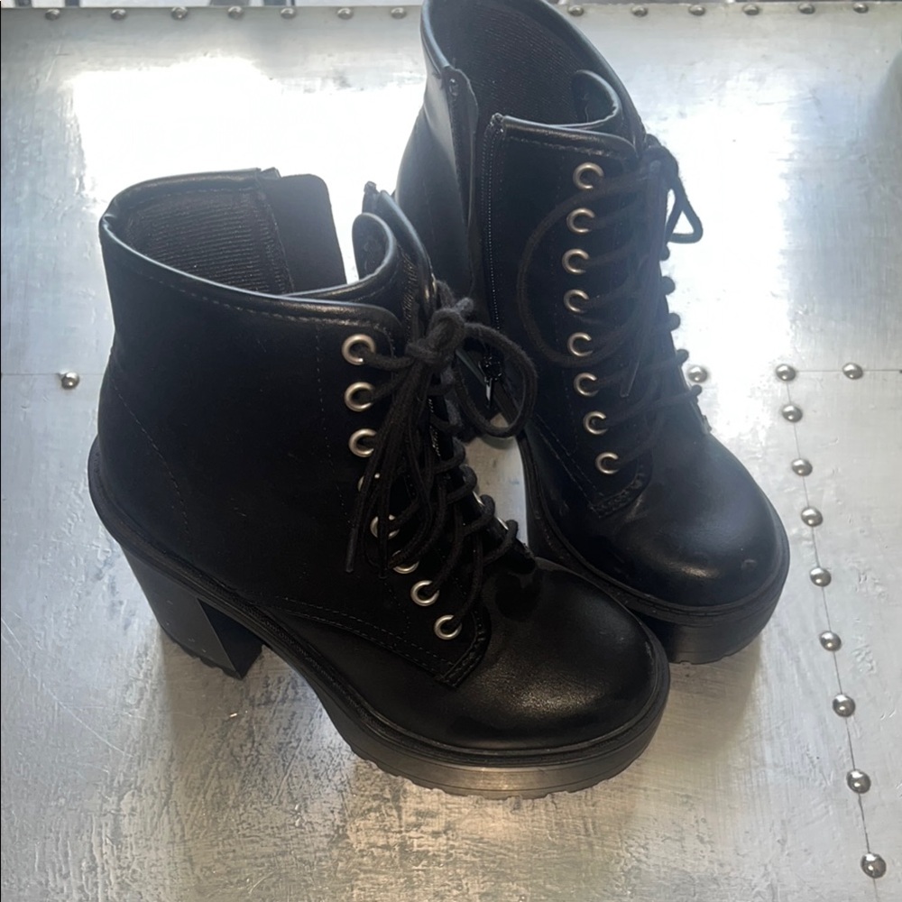 Women's Black Lace-Up Ankle Boots